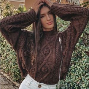 (SOLD ON MERCARI) Zara Brown Cable Knit Sweater